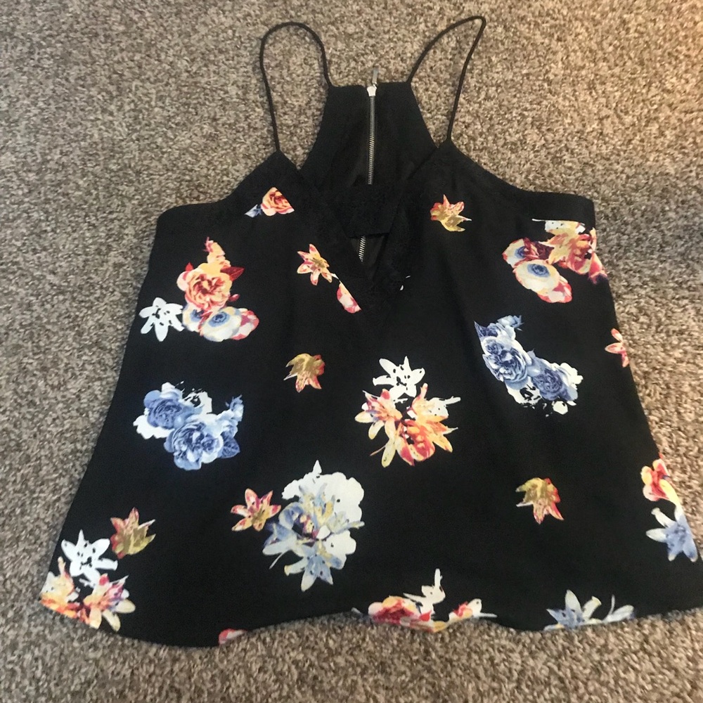 Floral tank with cut out on chest area